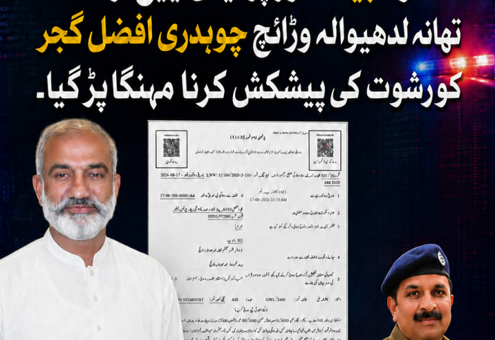 GUJRANWALA Aslam Dhillon Arrested After Alleged Rs200,000 Bribe Offer to SHO Afzal Gujjar
